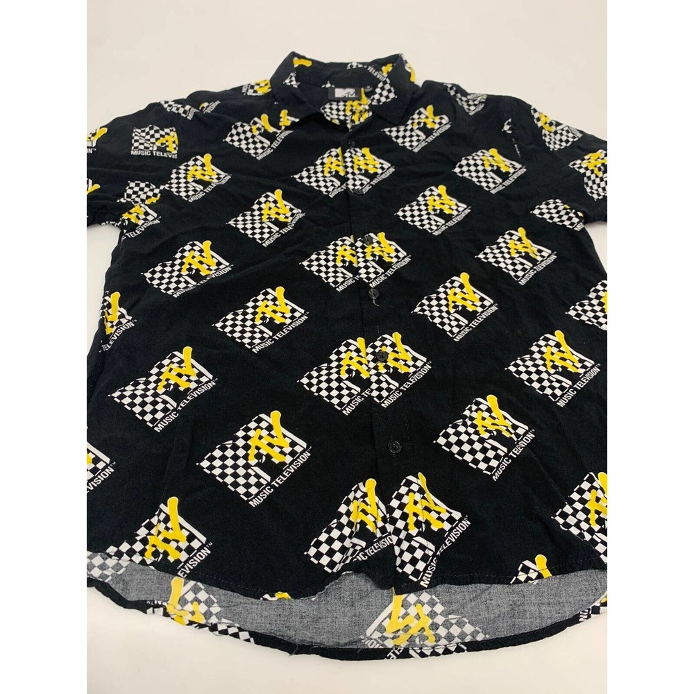MTV Music Television Button Down Shirt Short Sleeve Multicolor S Men's A52